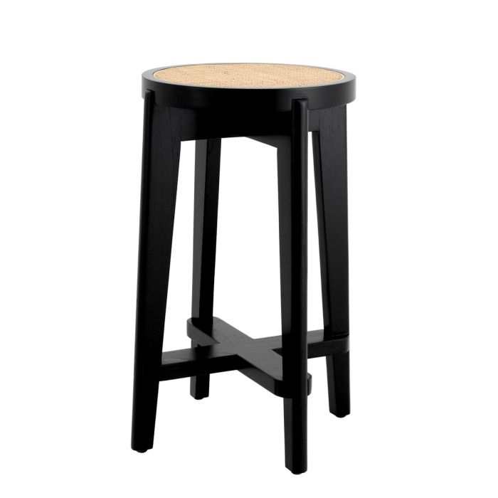 Tabouret de bar noir en rotin | Eichholtz Dareau L