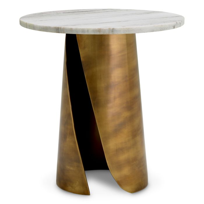 Table d'appoint dorée en marbre blanc | Eichholtz Nuova