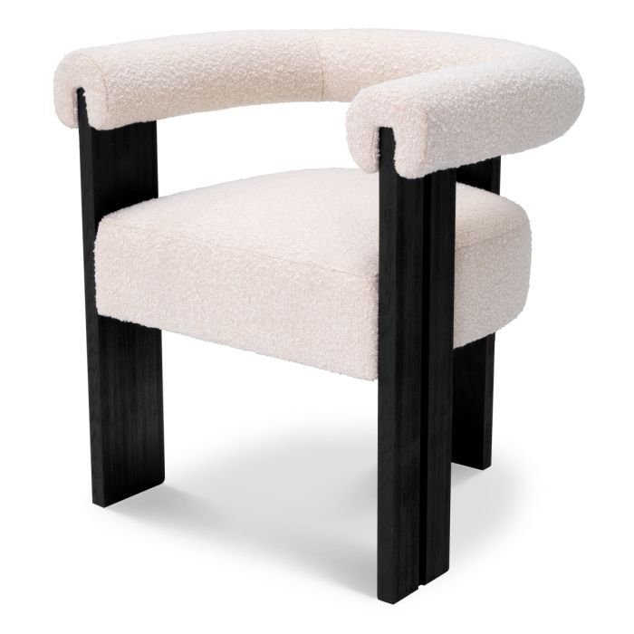Chaise de salle à manger bouclé crème | Eichholtz Percy