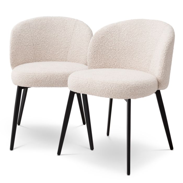 Chaise de salle à manger bouclé crème (lot de 2) | Eichholtz Lloyd