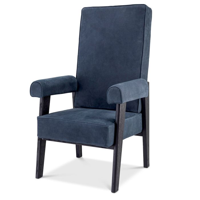 Fauteuil haut en nubuck bleu | Eichholtz Felippe