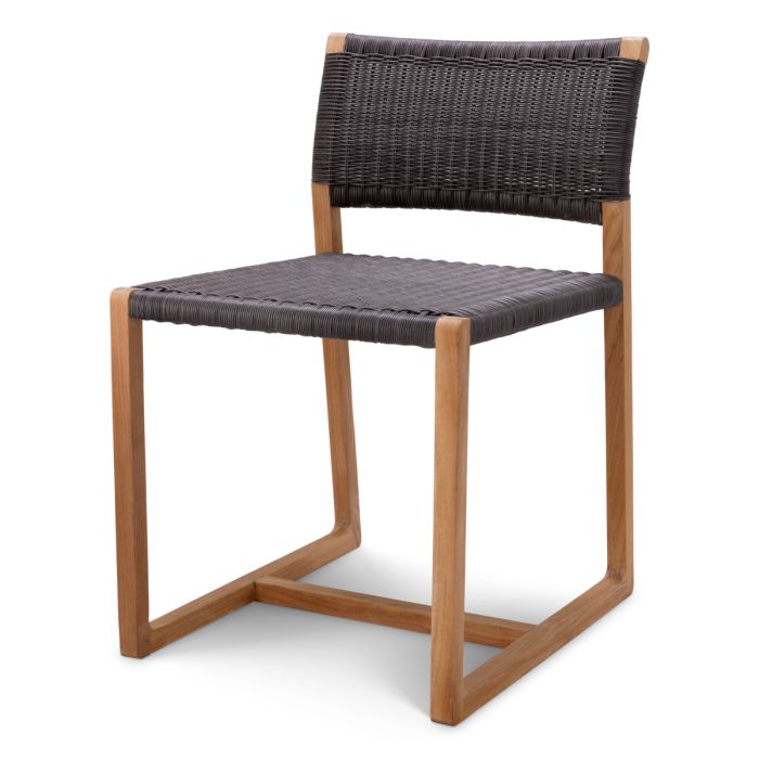 Chaise extérieure avec teck et cordage noir | Eichholtz Griffin