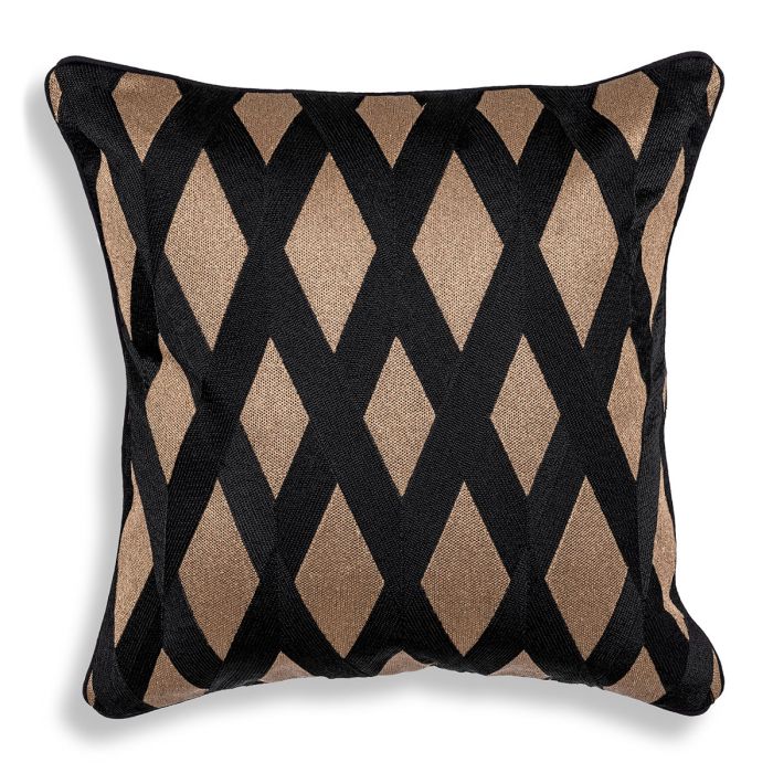 Coussin carré en tissu doré/noir | Eichholtz Splender