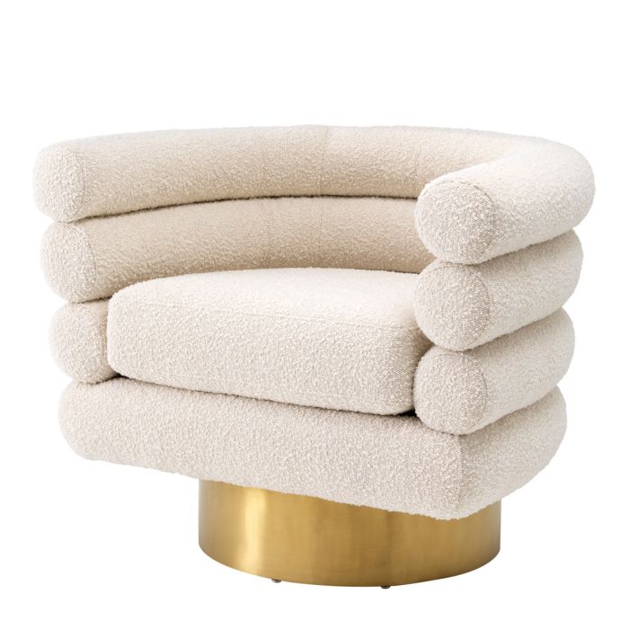 Fauteuil pivotant bouclé crème | Eichholtz Maguire