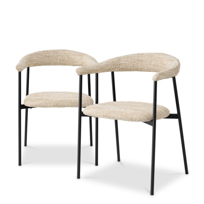 Chaise de salle à manger bouclé crème (lot de 2) | Eichholtz Julio