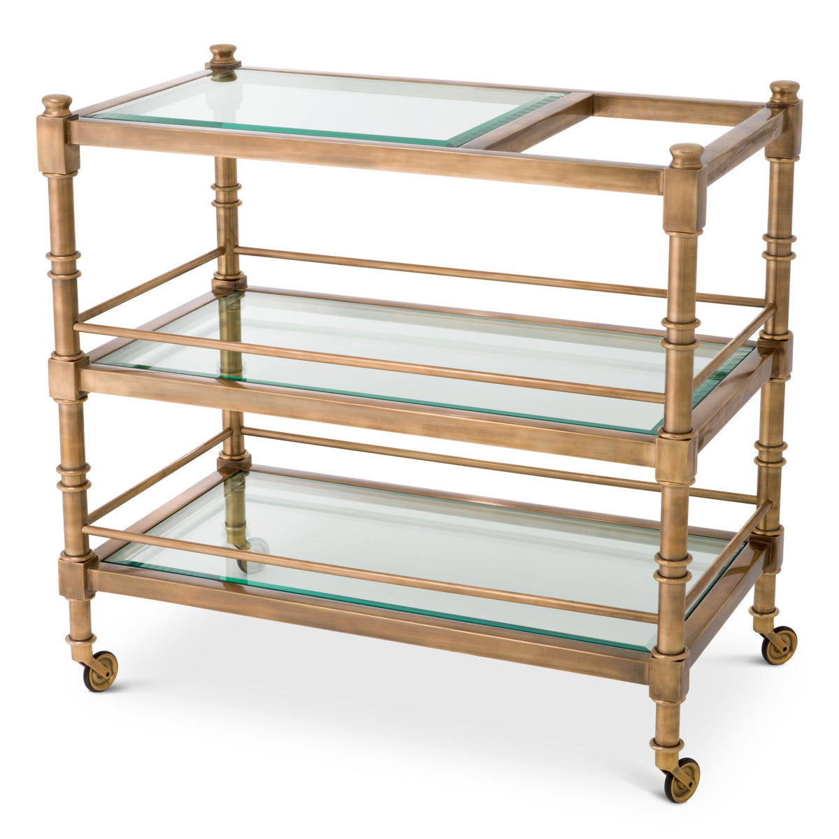 Trolley en laiton vintage et verre clair biseauté | Eichholtz Alexia - vue principale | REMO-HOME