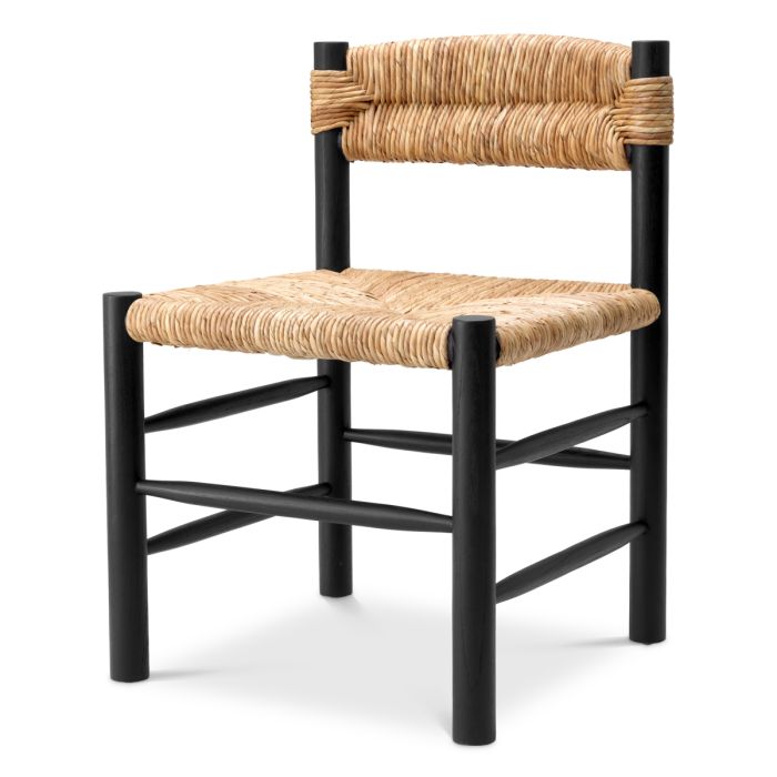 Chaise de salle à manger noire en rotin | Eichholtz Cosby
