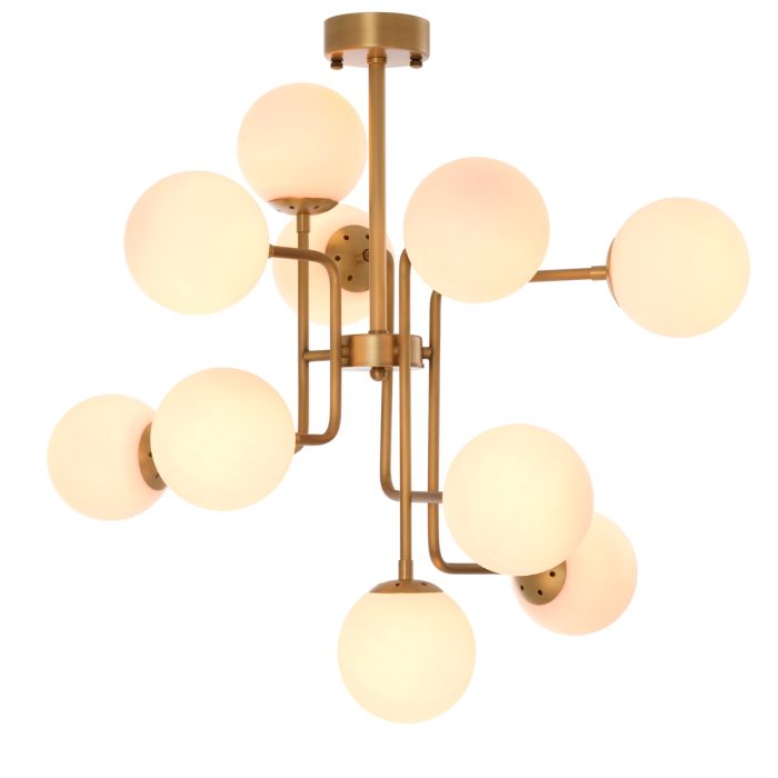 Lustre doré en verre blanc | Eichholtz Chase