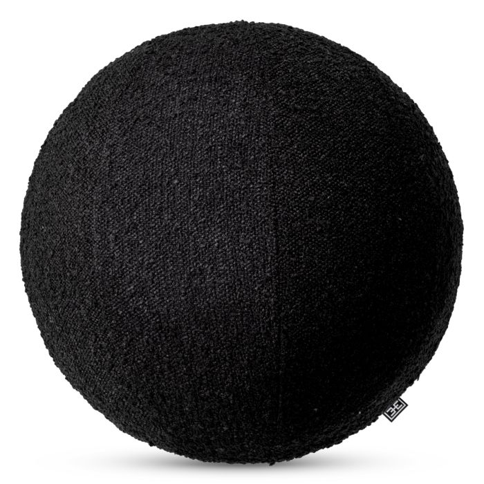 Coussin rond bouclé noir | Eichholtz Palla L