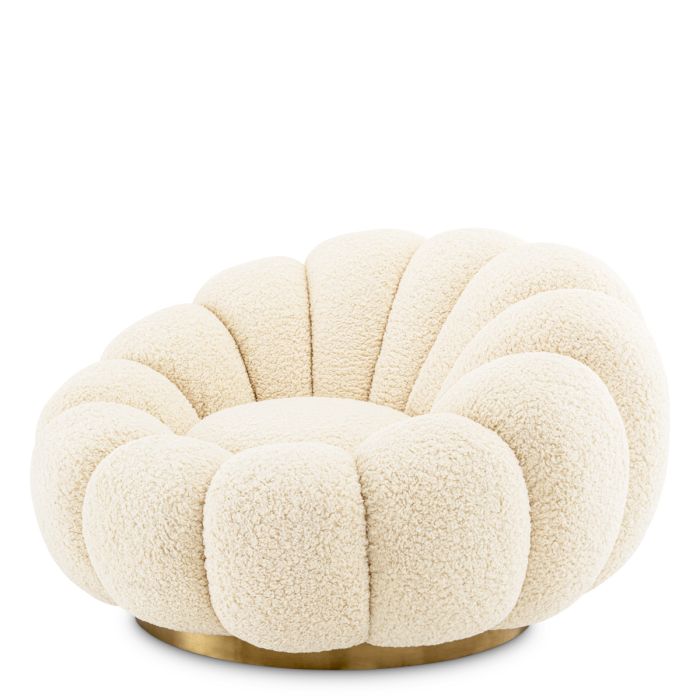 Fauteuil pivotant en tissu sherpa blanc | Eichholtz Mello