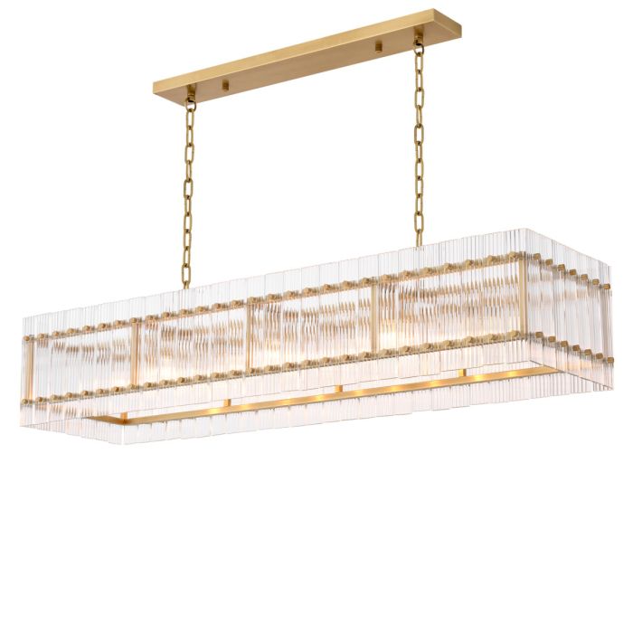 Lustre rectangulaire doré en verre transparent | Eichholtz Ruby