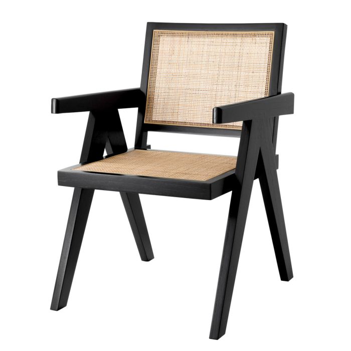 Chaise de salle à manger noire en rotin | Eichholtz Aristide