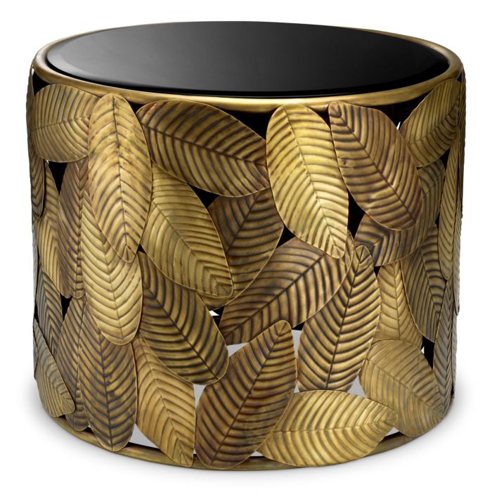 Table d'appoint dorée en verre noir | Eichholtz Botanico