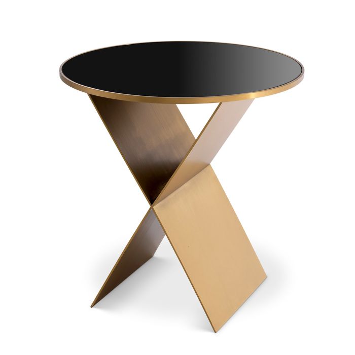 Table d'appoint dorée en verre noir | Eichholtz Fitch S