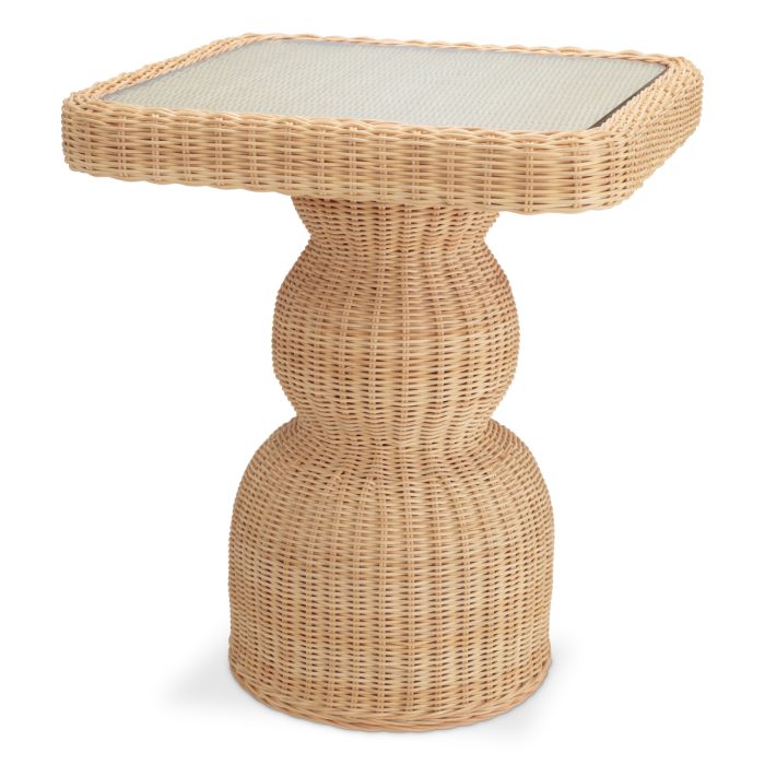 Table d'appoint en rotin et verre transparent | Eichholtz Tiago