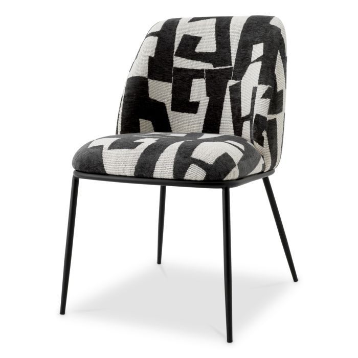Chaise de salle à manger en tissu noir et blanc | Eichholtz Caleb