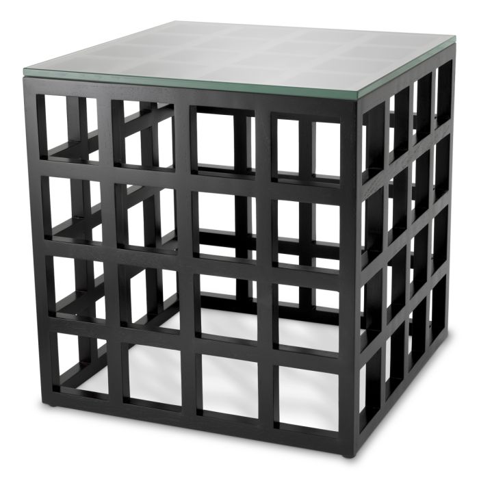 Table d'appoint noire en verre transparent | Eichholtz Cubico