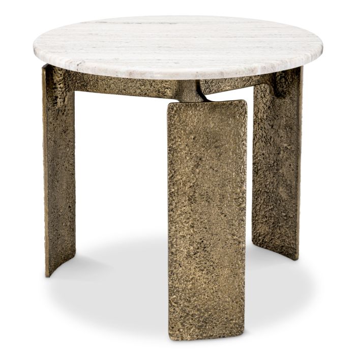 Table d'appoint dorée en marbre beige | Eichholtz Bodega