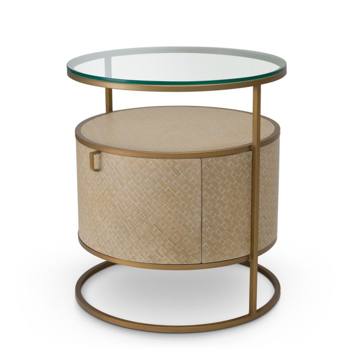 Table de chevet en chêne tressé beige | Eichholtz Napa Valley