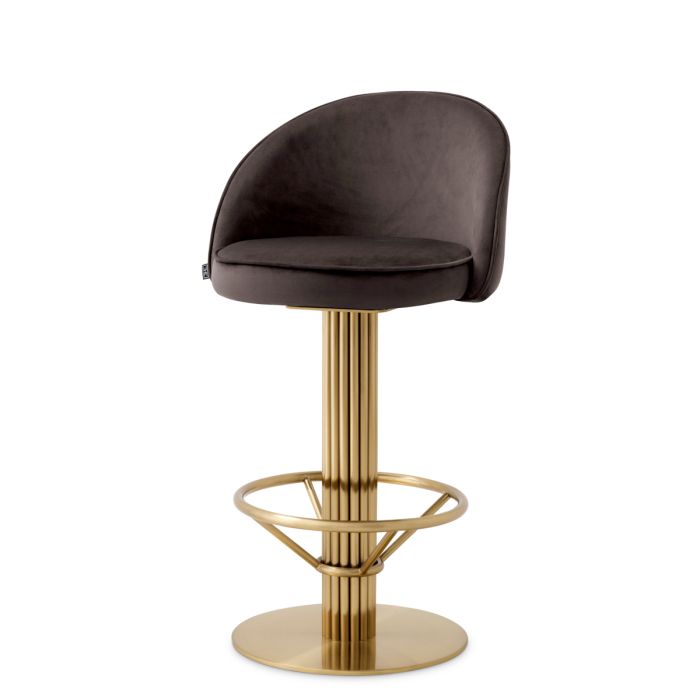 Chaise de comptoir en velours gris | Eichholtz Dorland