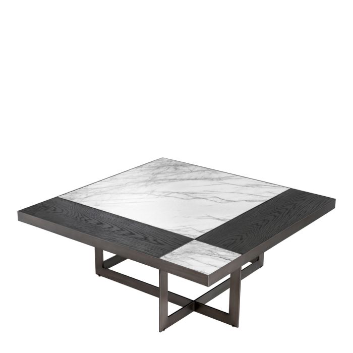 Table basse en chêne mocha et marbre blanc | Eichholtz Hermoza