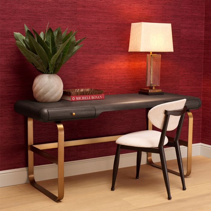 Chaise de salle à manger noire en tissu crème | Eichholtz Allston