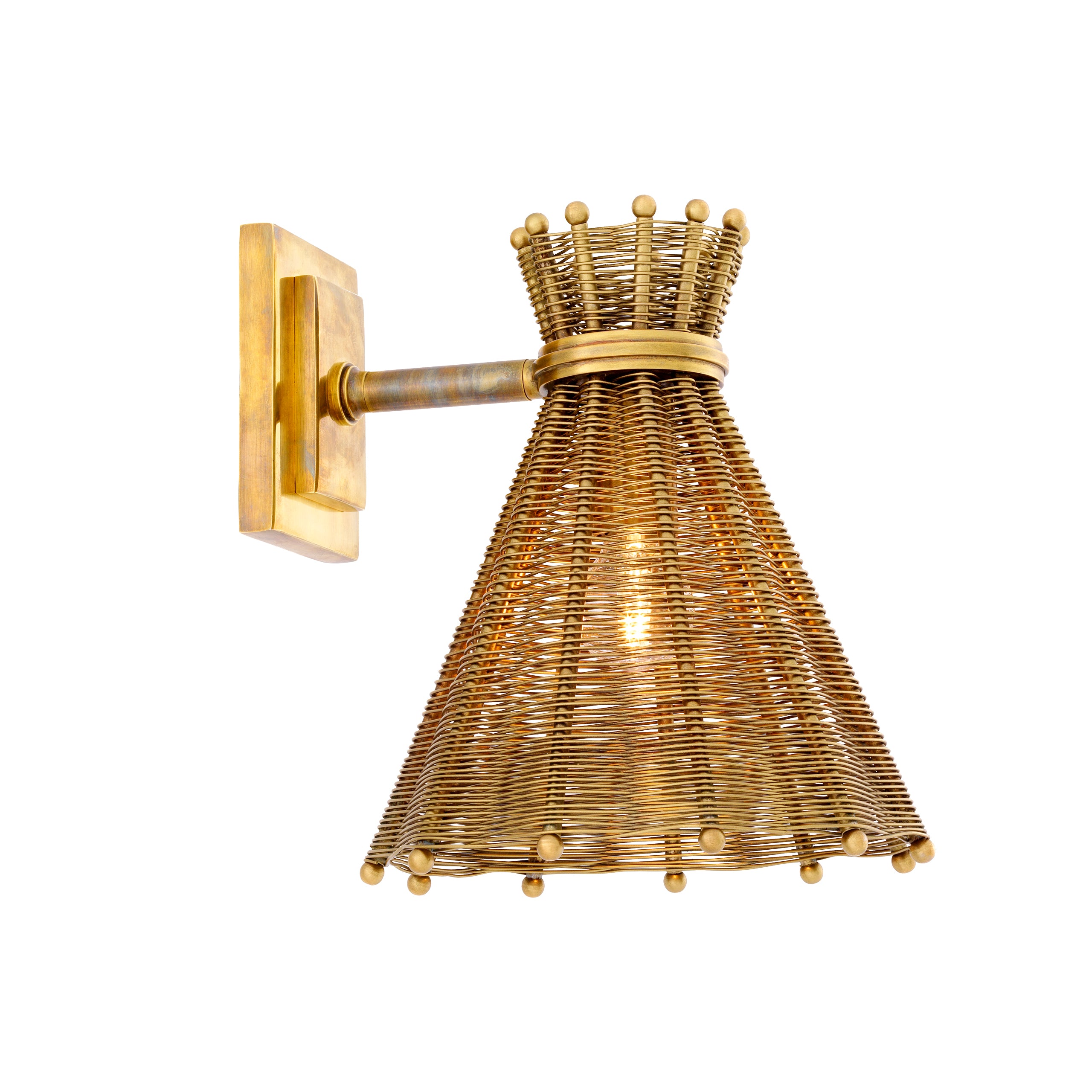 Applique murale en laiton vintage et rotin naturel | Eichholtz Kon Tiki - vue de détail | REMO-HOME