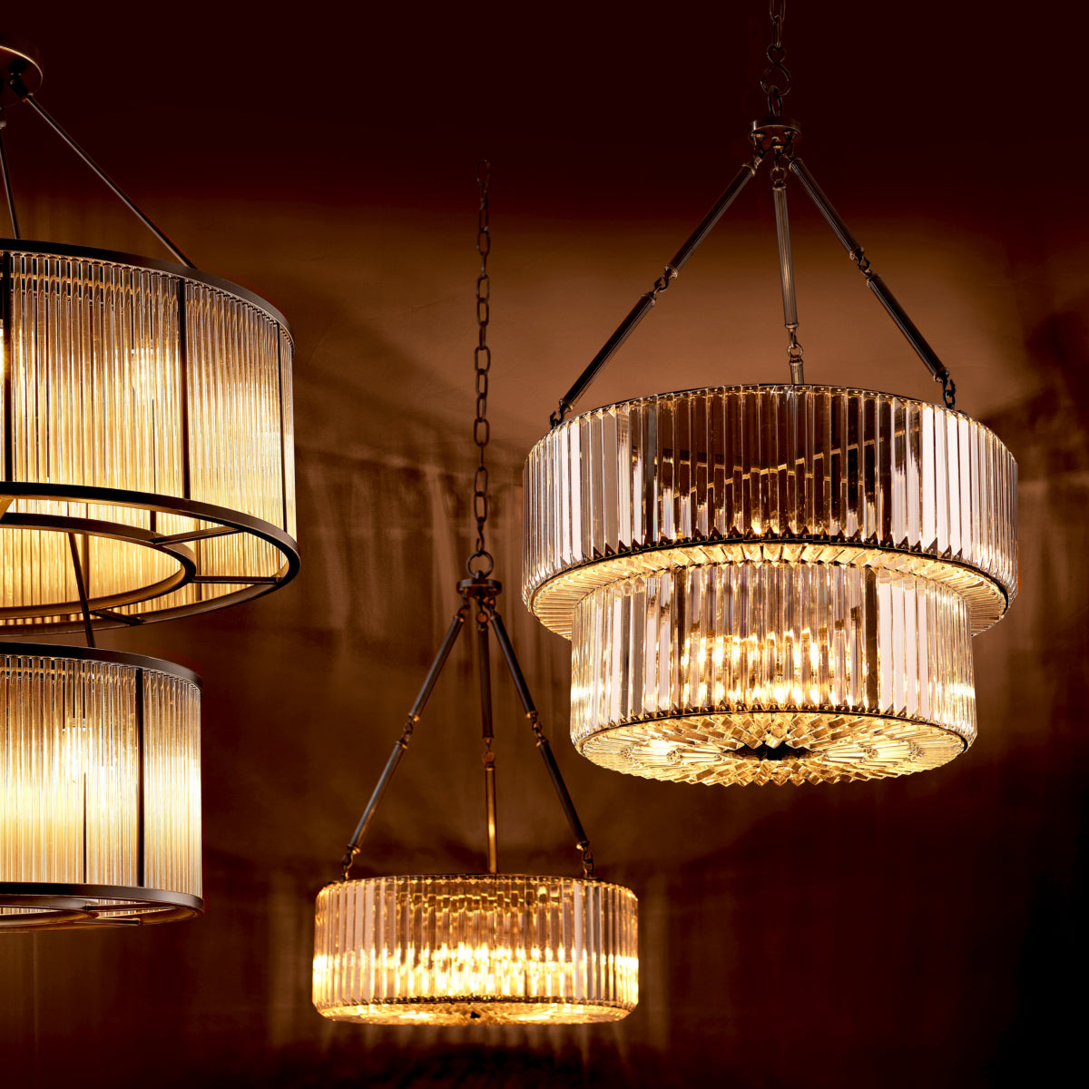 Chandelier en finition bronze satiné | Eichholtz Infinity Double - vue de détail | REMO-HOME