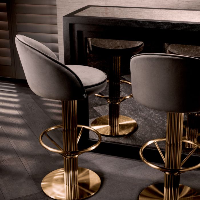 Chaise de bar en velours gris | Eichholtz Dorland