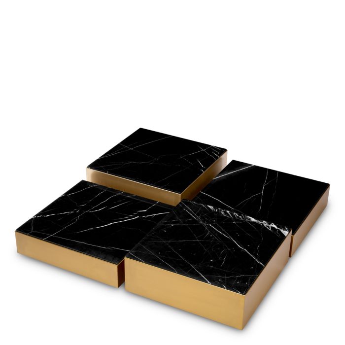 Table basse dorée marbre noir (lot de 4) | Eichholtz Esposito