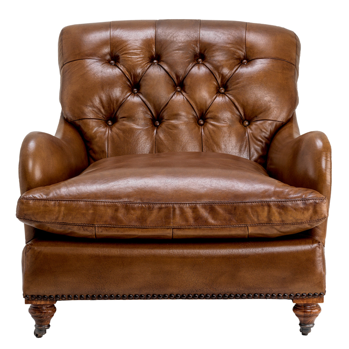 Fauteuil en cuir tabac | Eichholtz Caledonian - vue de détail | REMO-HOME