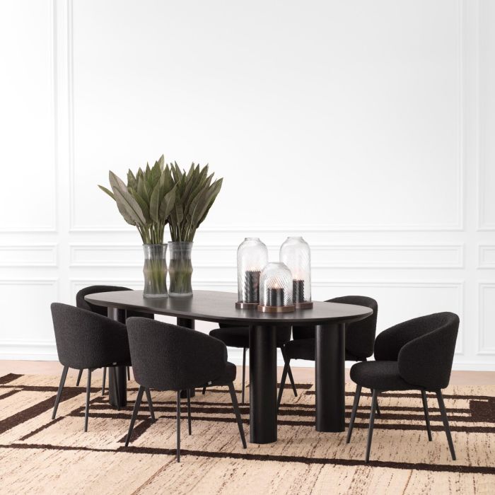 Chaise de salle à manger avec accoudoirs bouclé noir (lot de 2) | Eichholtz Lloyd