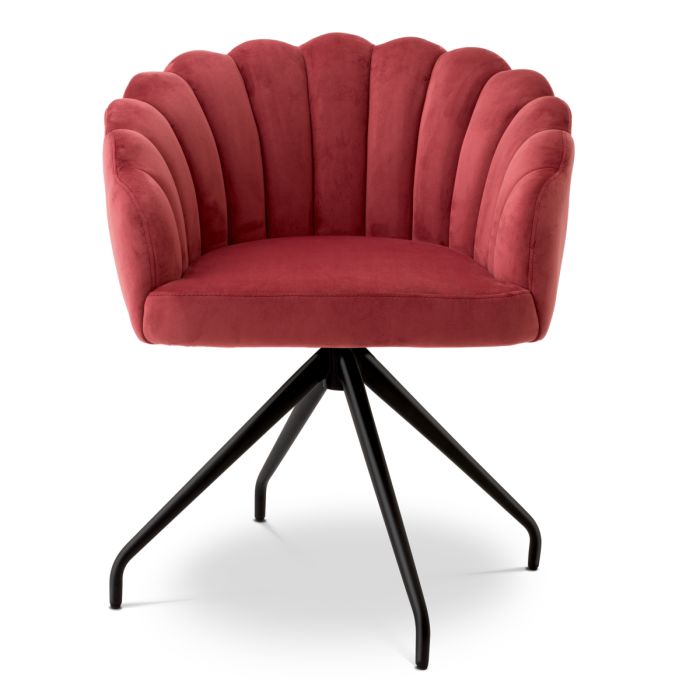 Chaise de salle à manger pivotante en velours rouge | Eichholtz Luzern