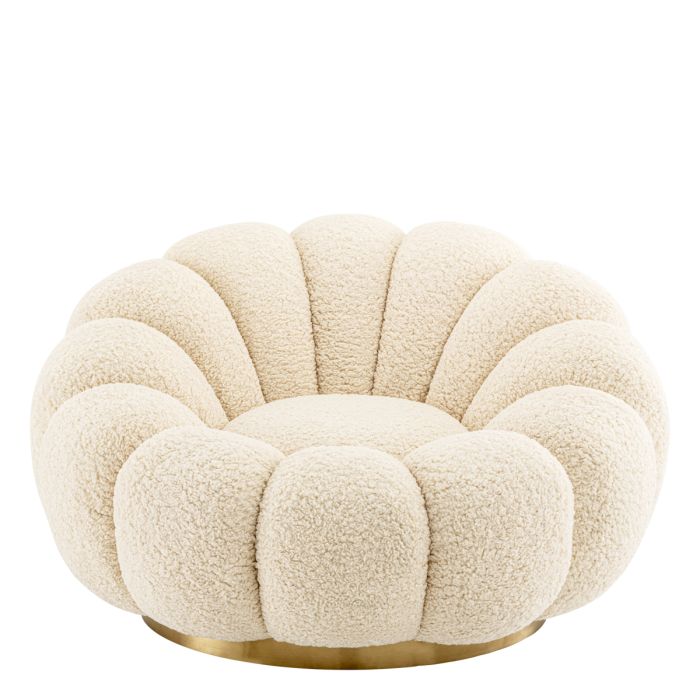 Fauteuil pivotant en tissu sherpa blanc | Eichholtz Mello