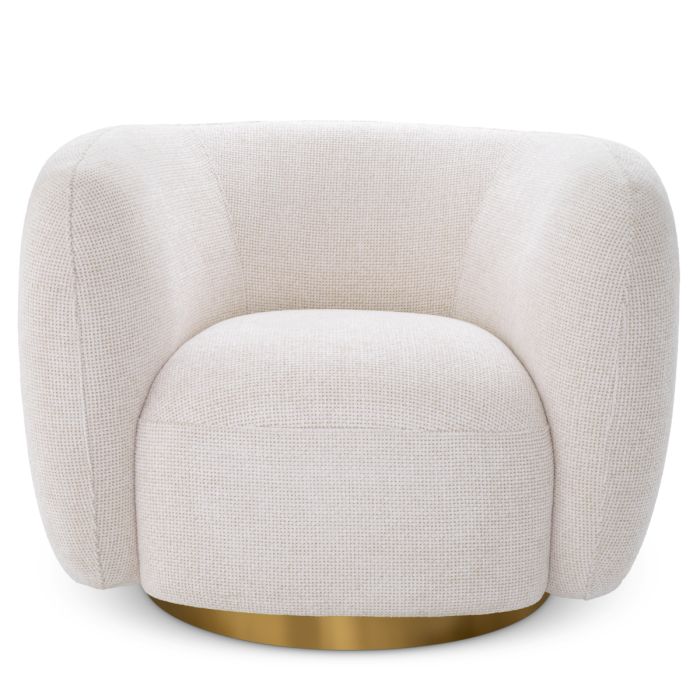 Fauteuil pivotant en tissu blanc cassé | Eichholtz Roxy