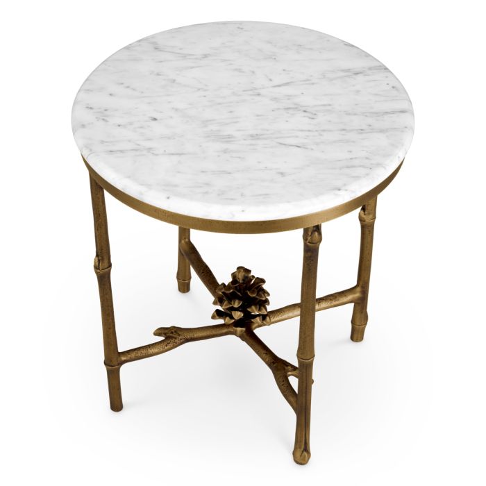 Table d'appoint dorée en marbre blanc | Eichholtz Pigna