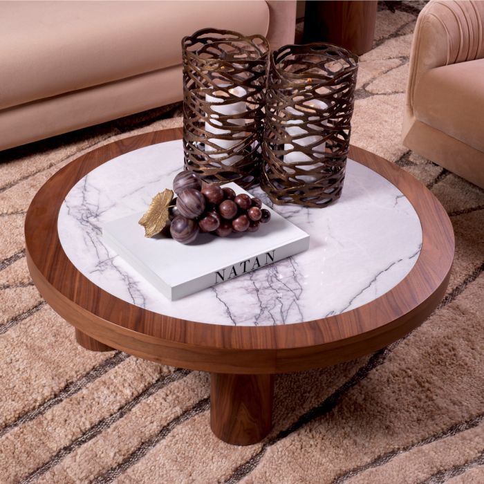 Table basse en noyer et marbre blanc | Eichholtz Presedio