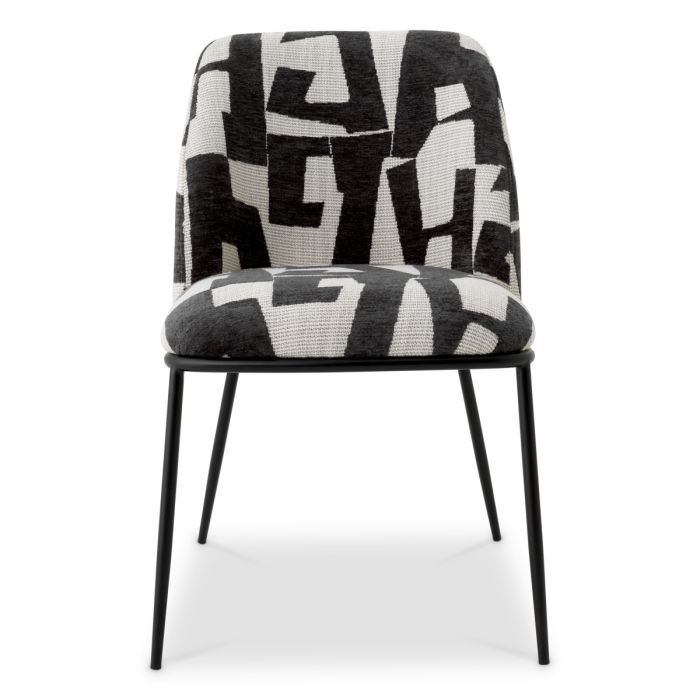 Chaise de salle à manger en tissu noir et blanc | Eichholtz Caleb