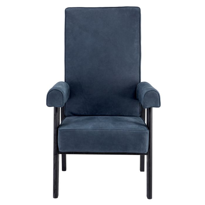 Fauteuil haut en nubuck bleu | Eichholtz Felippe