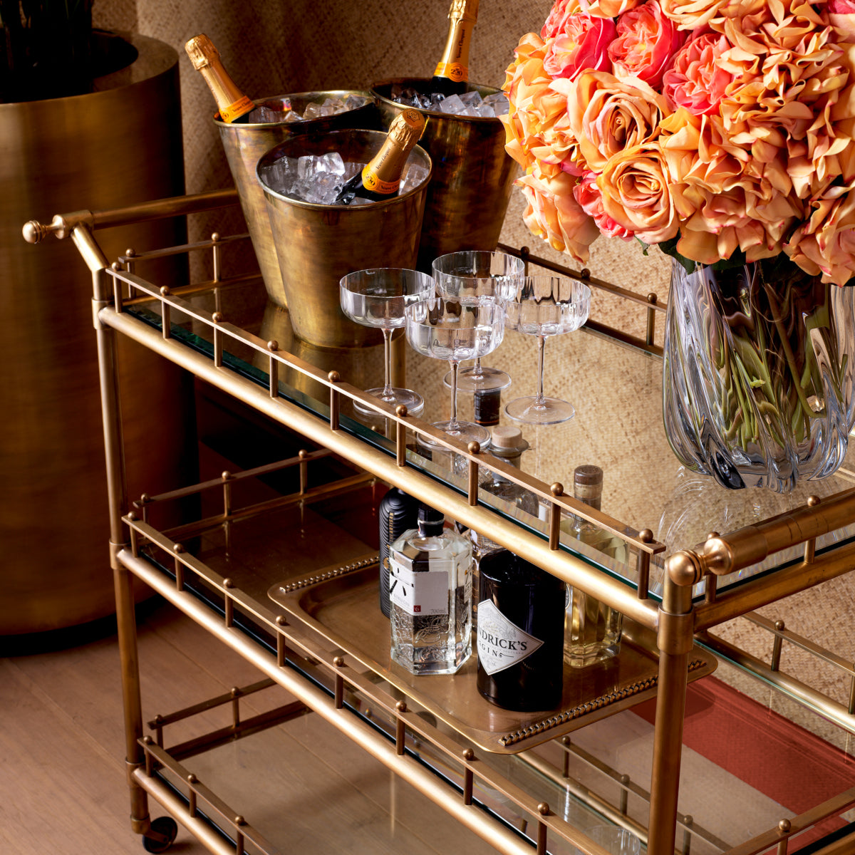 Bouquet de roses réalistes trois tons pêche 72 pcs/3 variétés | Eichholtz Bouquet of Roses real touch 72 pcs/3 varieties - vue de détail | REMO-HOME