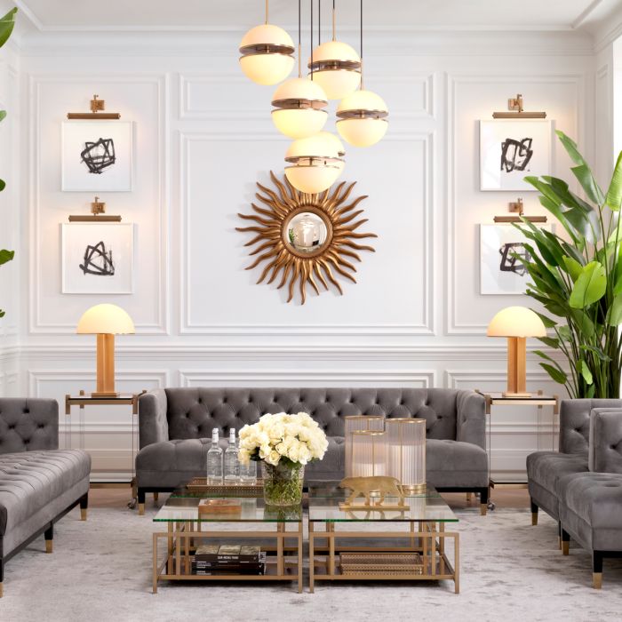 Suspension dorée en verre blanc | Eichholtz Spiridon