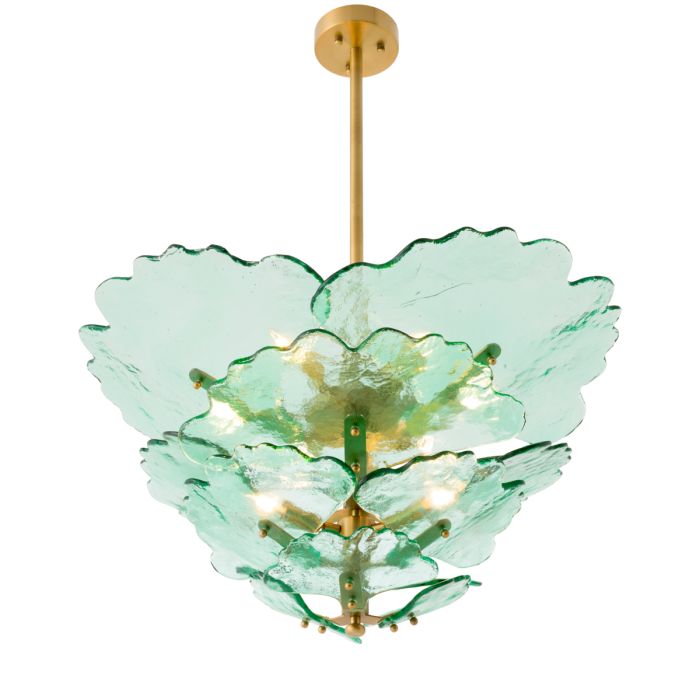 Lustre doré en verre transparent vert | Eichholtz Florina