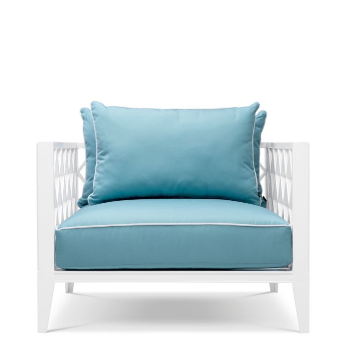 Fauteuil d'extérieur blanc et bleu minéral | Eichholtz Ocean Club