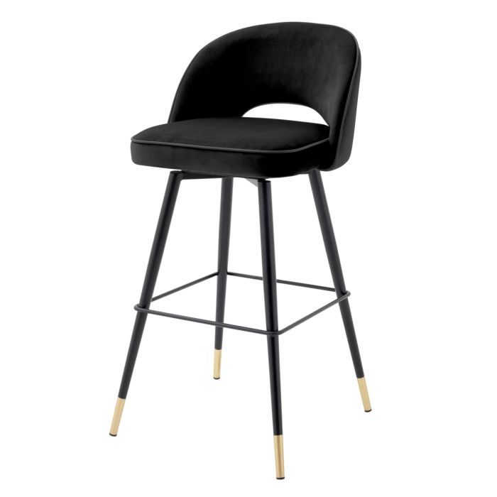 Chaise de bar en velours noir (lot de 2) | Eichholtz Cliff