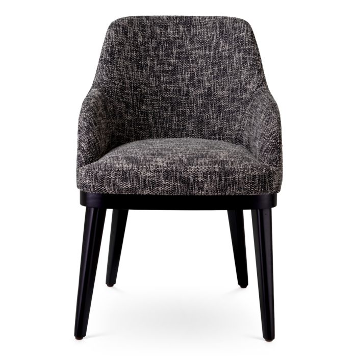 Chaise de salle à manger avec accoudoirs en tissu noir | Eichholtz Costa