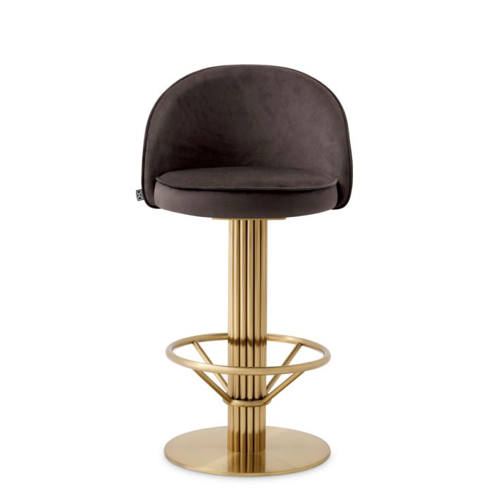 Chaise de comptoir en velours gris | Eichholtz Dorland