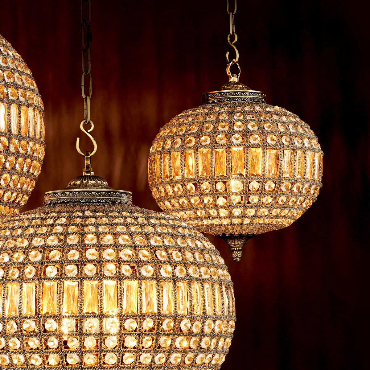 Chandelier en laiton antique | Eichholtz Kasbah Oval S - vue de détail | REMO-HOME