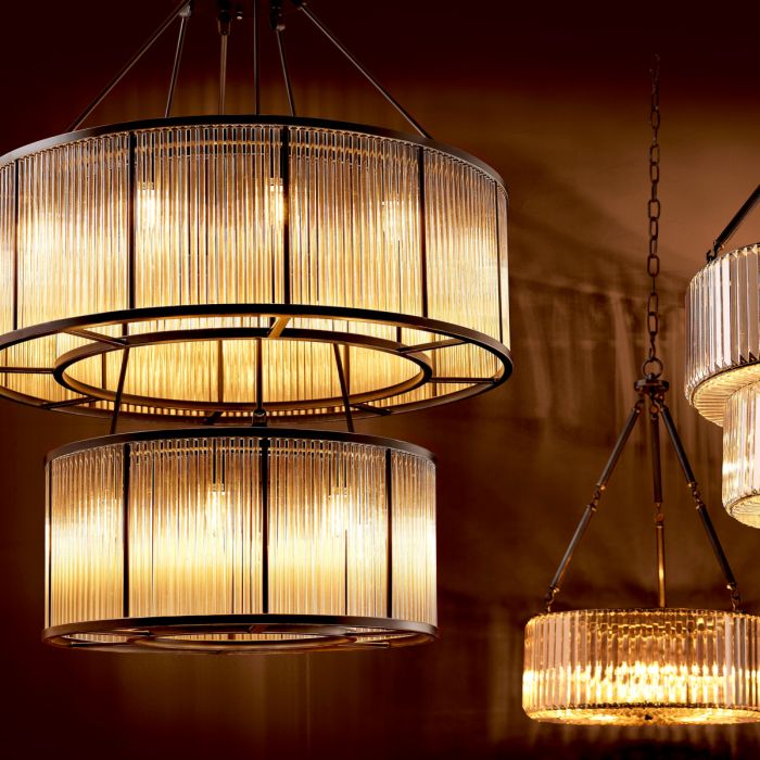 Lustre en bronze et en verre vintage | Eichholtz Bernardi