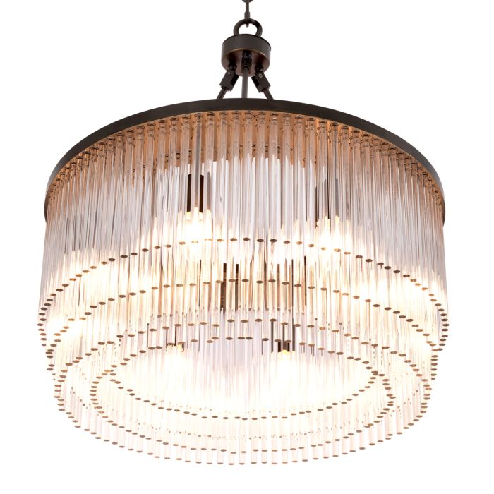 Lustre en bronze et en verre transparent | Eichholtz Hector S