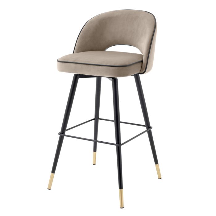 Chaise de bar en velours greige (lot de 2) | Eichholtz Cliff